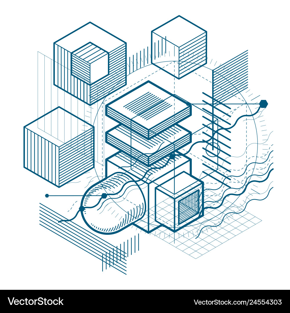 Isometric linear abstract background lined Vector Image