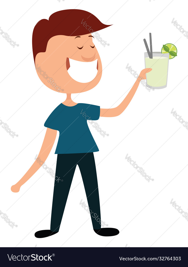 Man with mojito on white background Royalty Free Vector