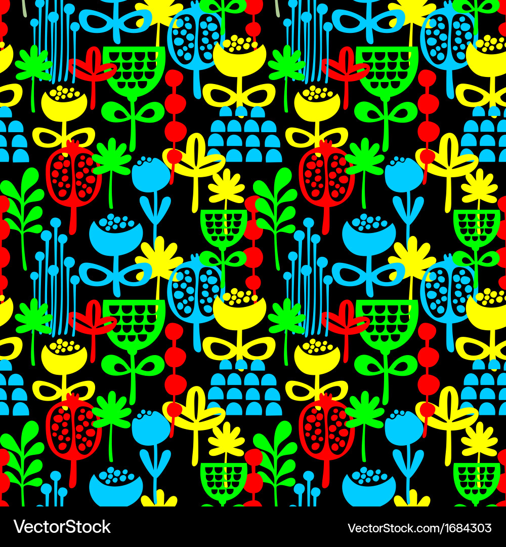 Seamless pattern with plants Royalty Free Vector Image