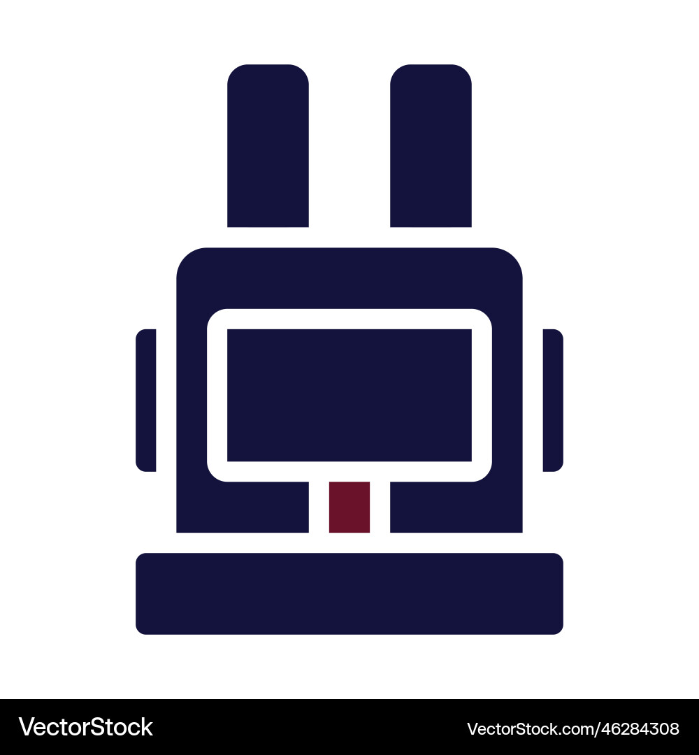 Backpack icon solid style maroon navy colour Vector Image