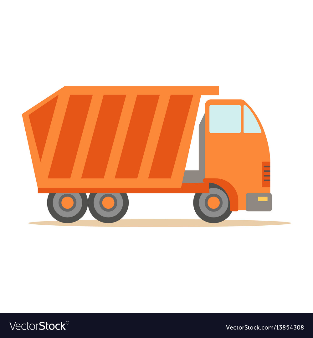Big heavy orange truck part of roadworks Vector Image
