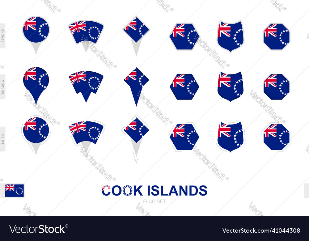 Collection of the cook islands flag in different