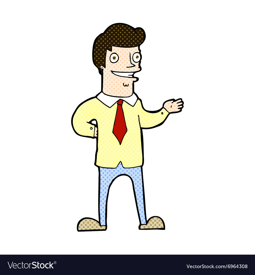 Comic cartoon salesman Royalty Free Vector Image