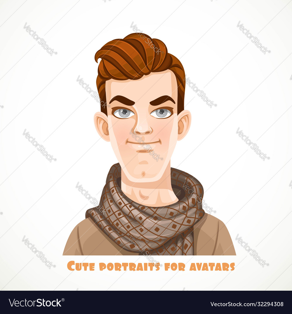 Cute young man in a scarf with pattern portrait