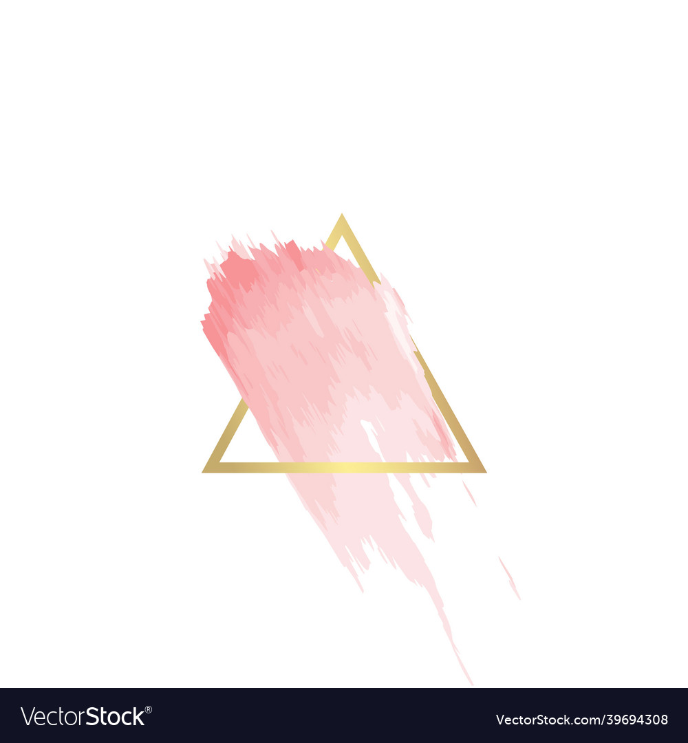 Golden line triangle frame with pink brush