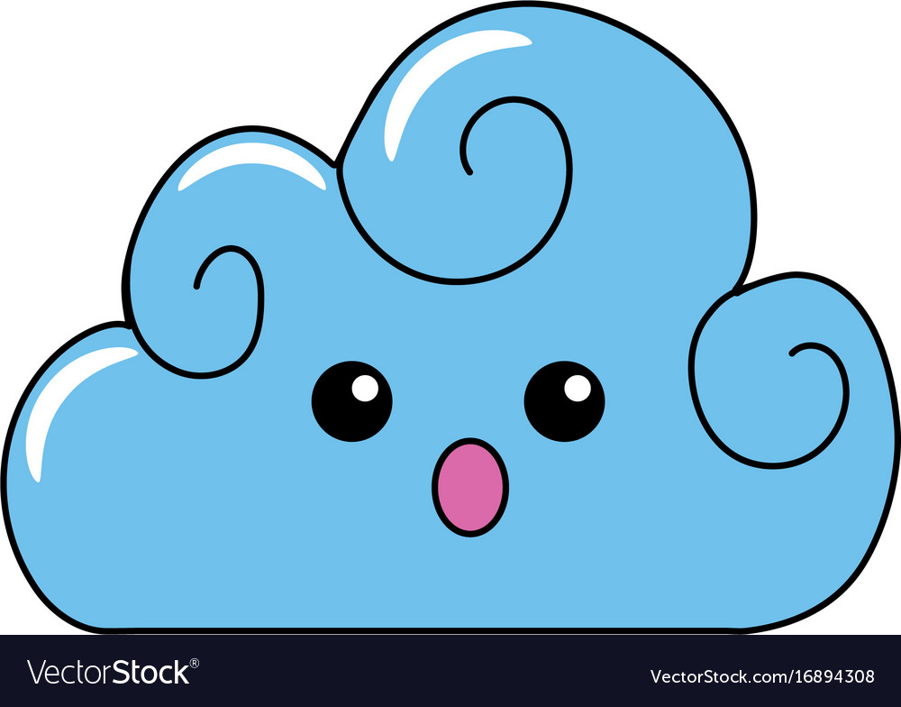 Kawaii cute surprised cloud weather Royalty Free Vector