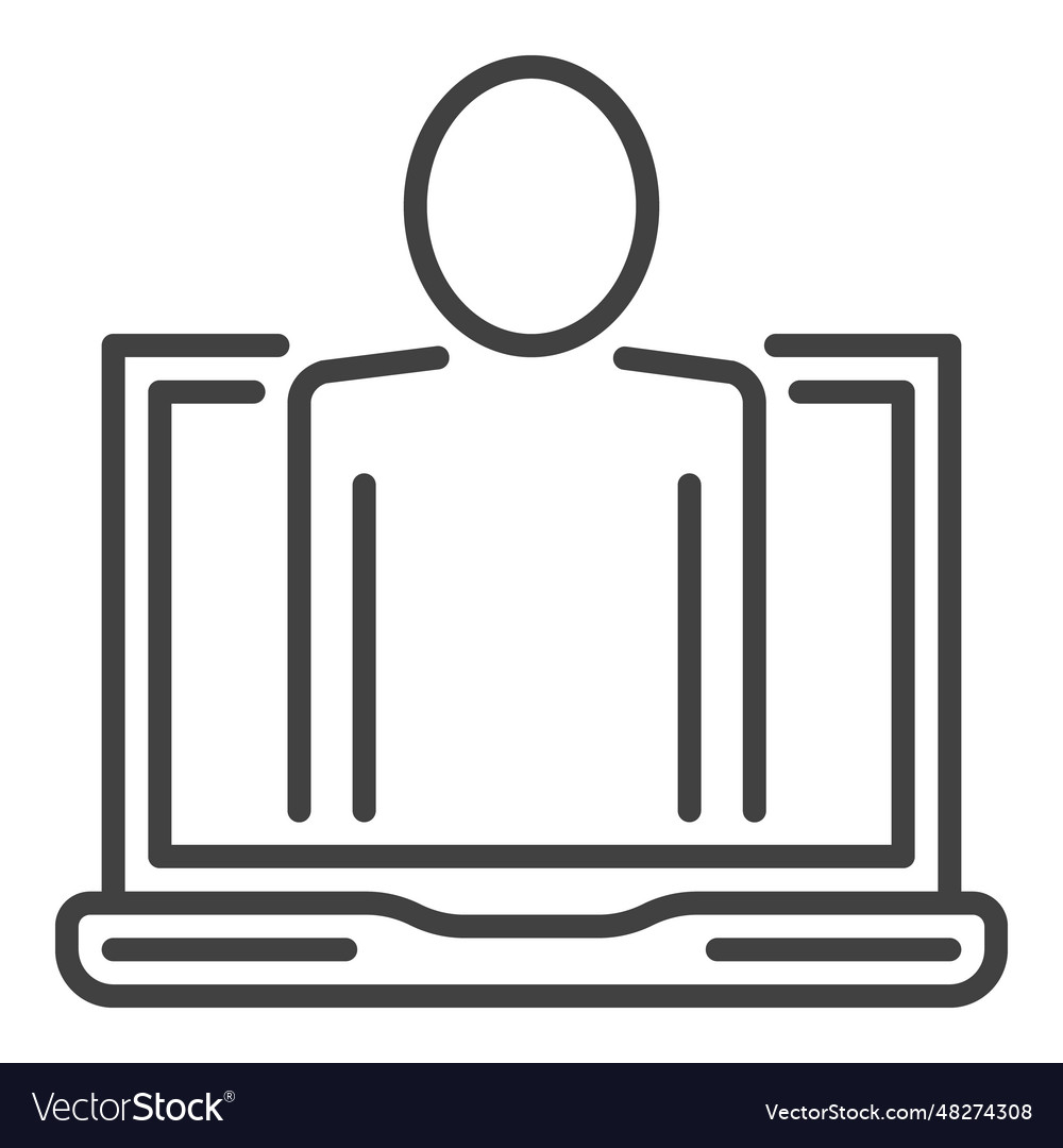 Man in laptop computer concept linear icon Vector Image