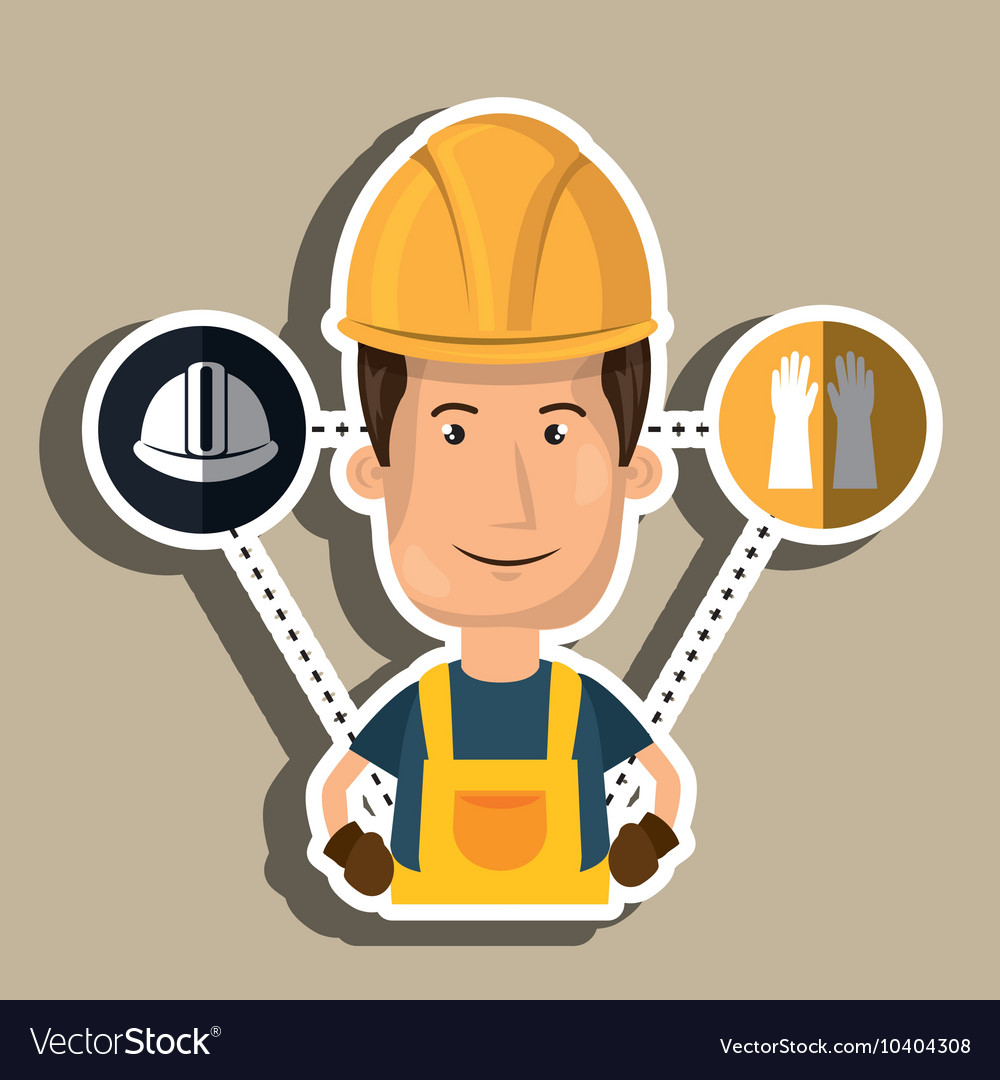 Man worker helmet gloves Royalty Free Vector Image