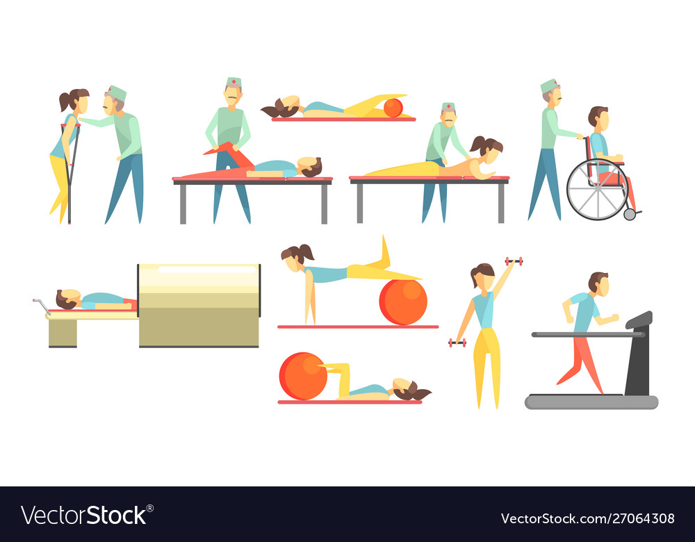 Medical rehabilitation set physiotherapist Vector Image