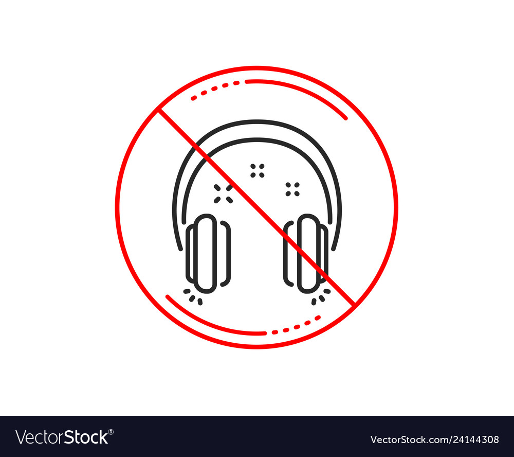 No or stop sign headphones line icon music listen