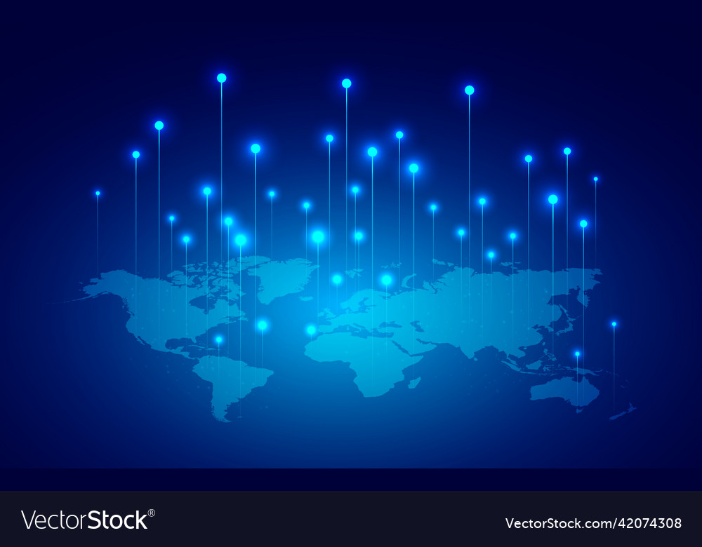 Technology cyber background with world map Vector Image