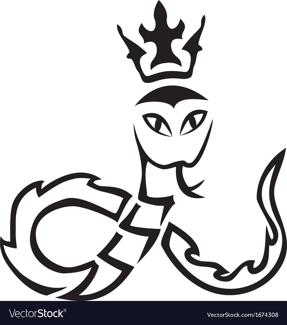 Tribal A snake with a crown Royalty Free Vector Image