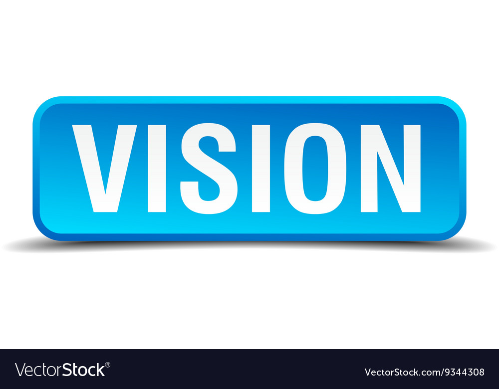 Vision blue 3d realistic square isolated button Vector Image