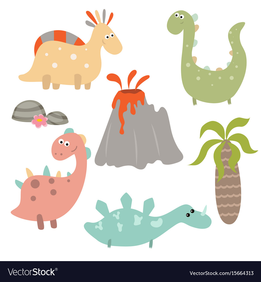 Funny cartoon dinosaurs Royalty Free Vector Image