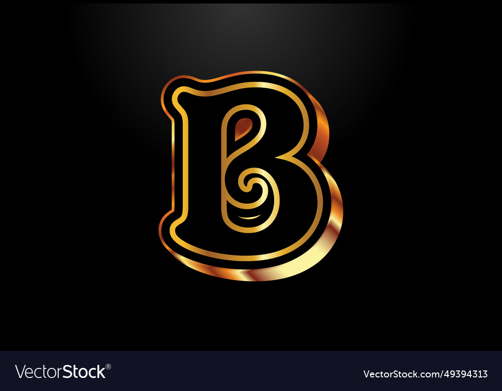 Gold and black color alphabet b elegant