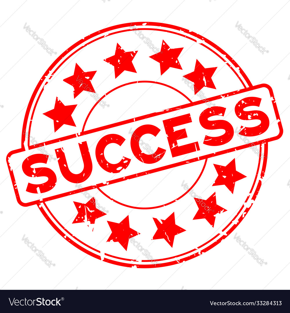 Grunge red success word with star icon rubber Vector Image