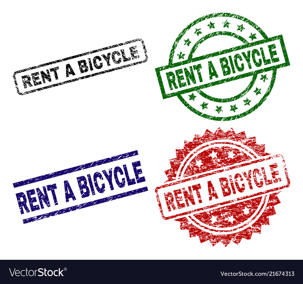 Grunge textured rent a bicycle stamp seals