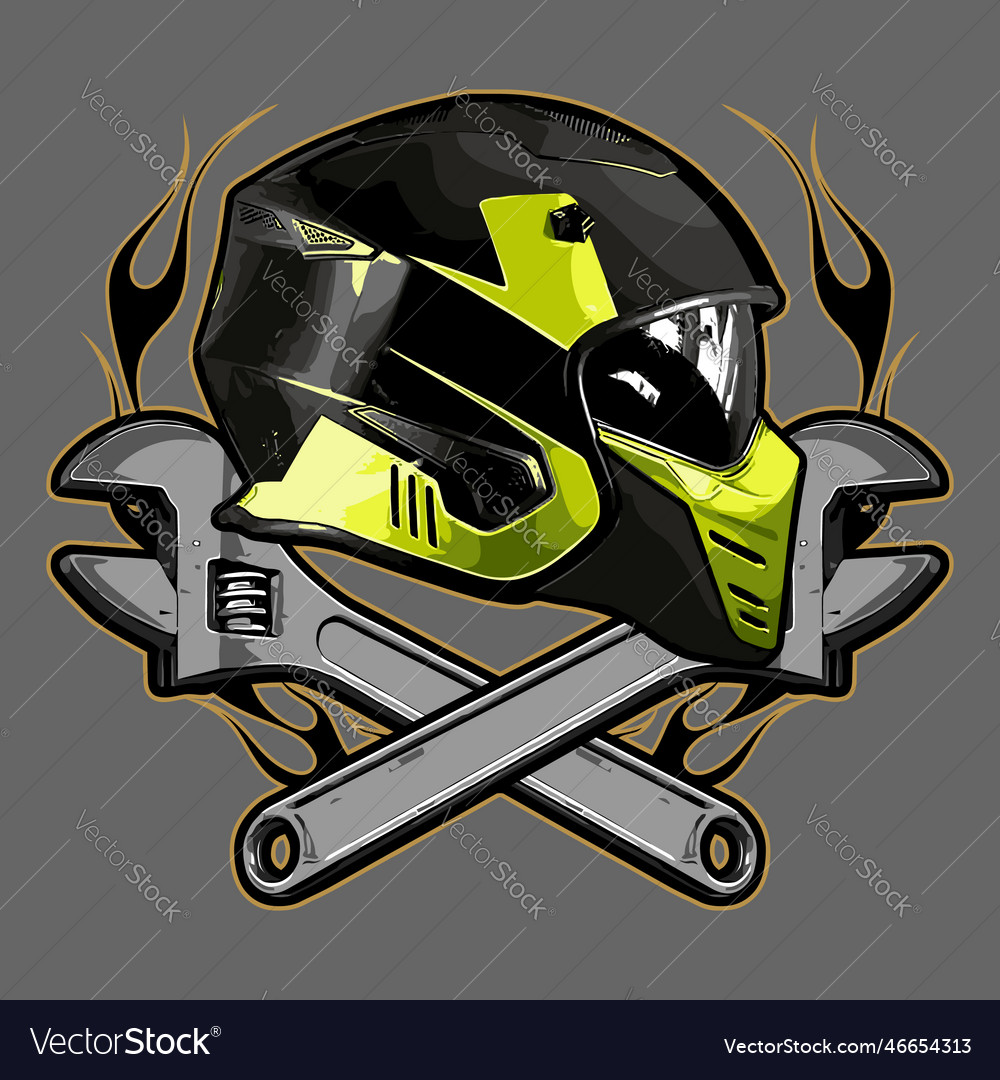 Helm and wrench template Royalty Free Vector Image