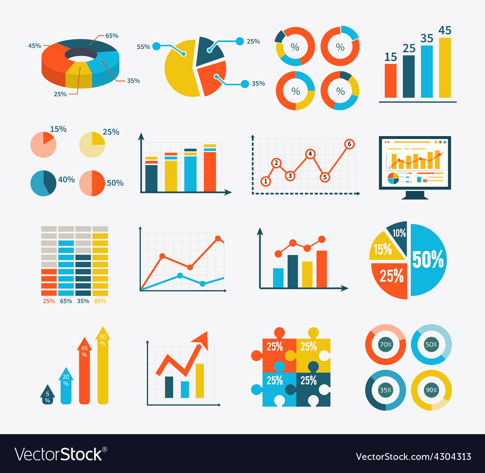 Infographic set graph and charts diagrams Vector Image