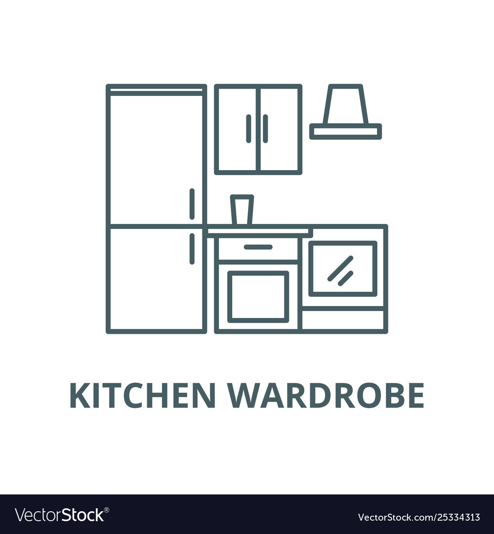 Kitchen Wardrobe Line Icon Linear Concept Vector Image