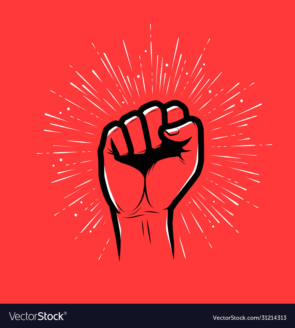 Raised Hand With Clenched Fist Strike Protest Vector Image 0939