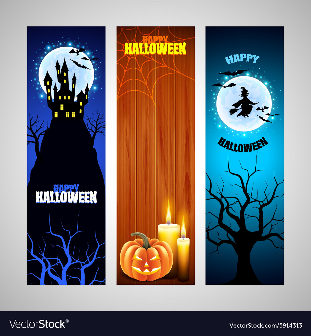 Three Vertical Halloween Banners Royalty Free Vector Image