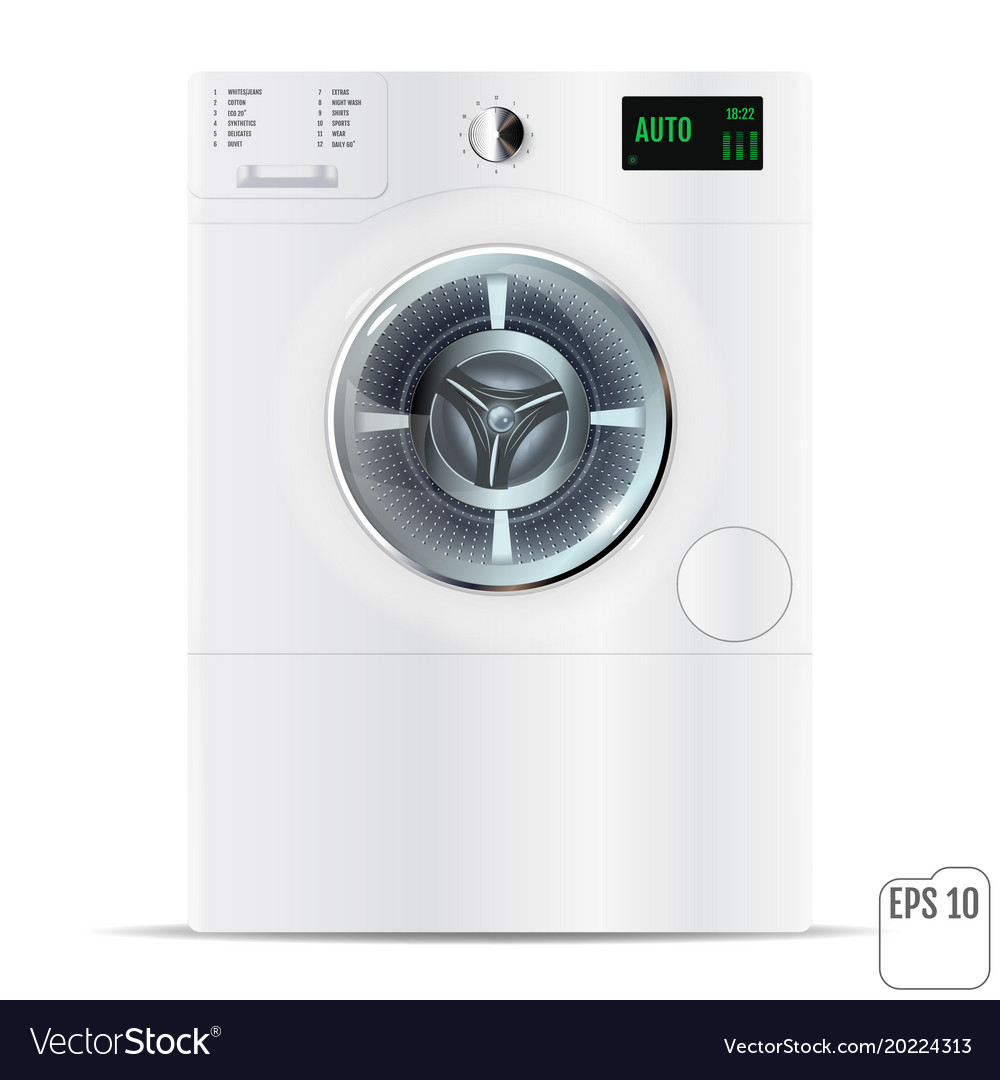 Washing Machine On White Background 3d Closed Vector Image