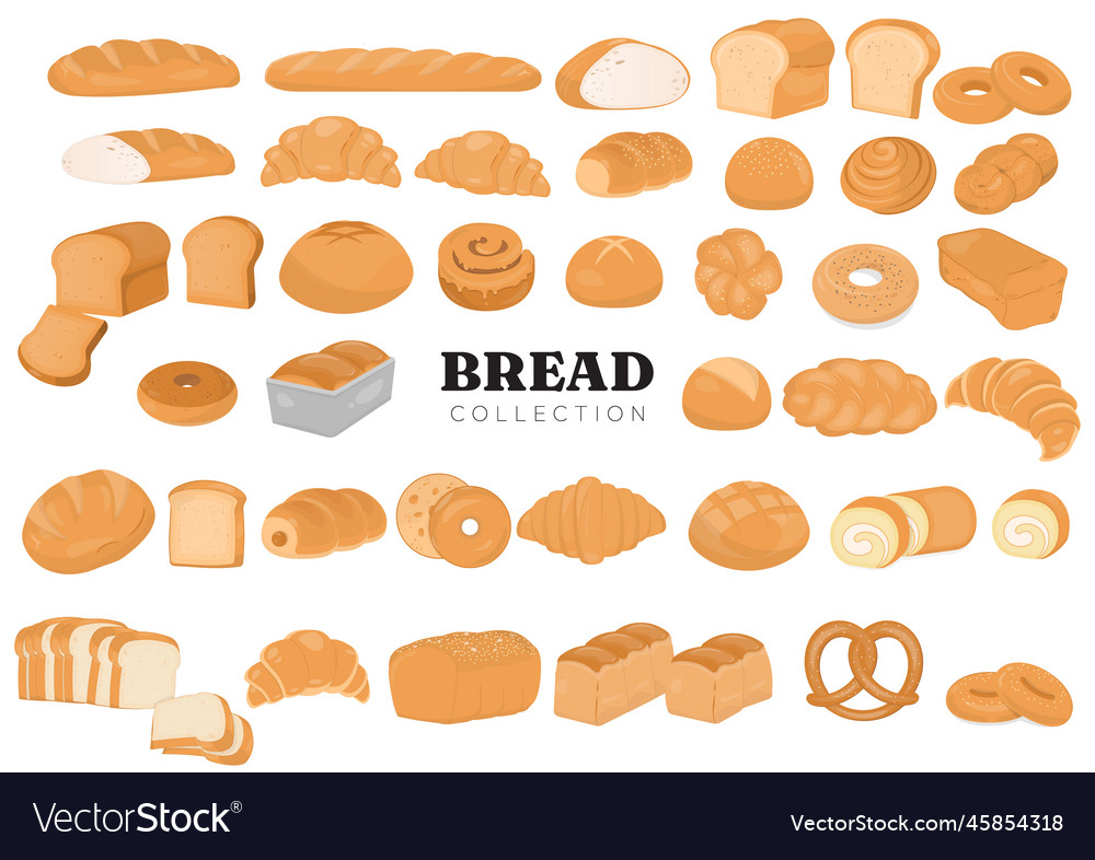 Bread and pastry collection Royalty Free Vector Image