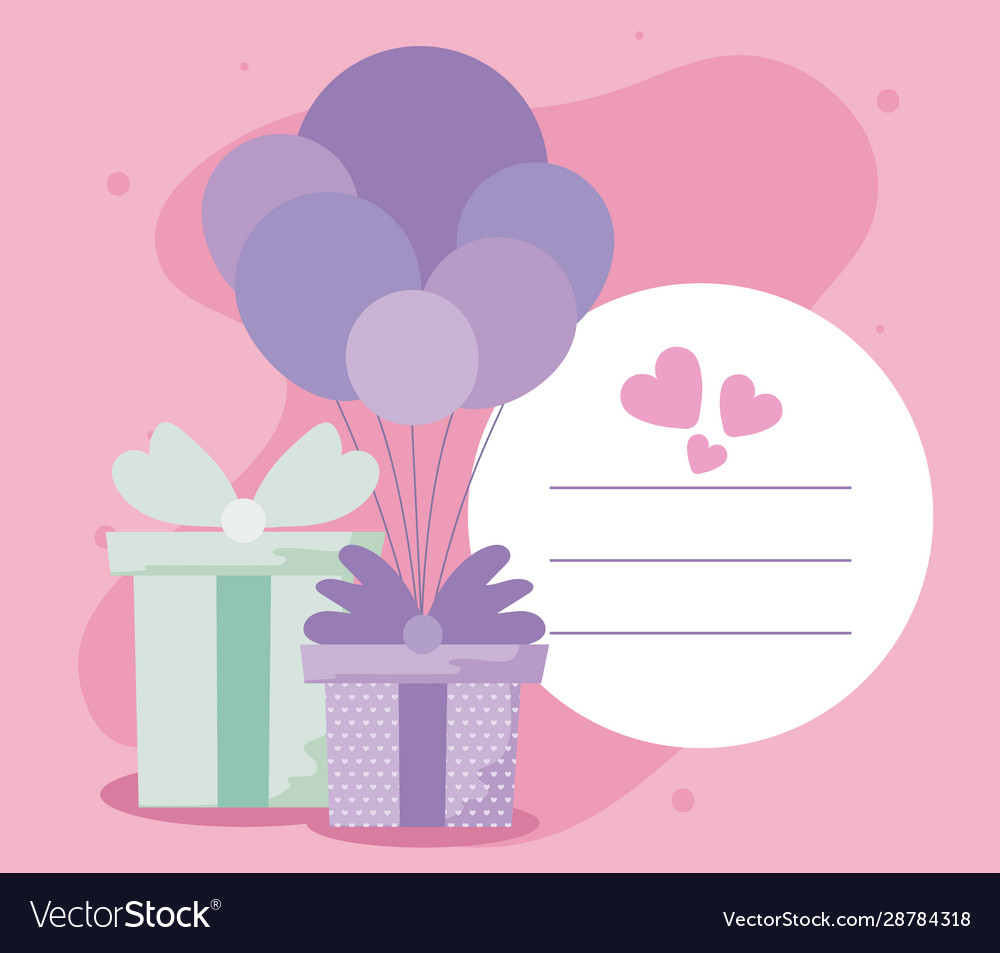 Gifts with bowties and balloons design