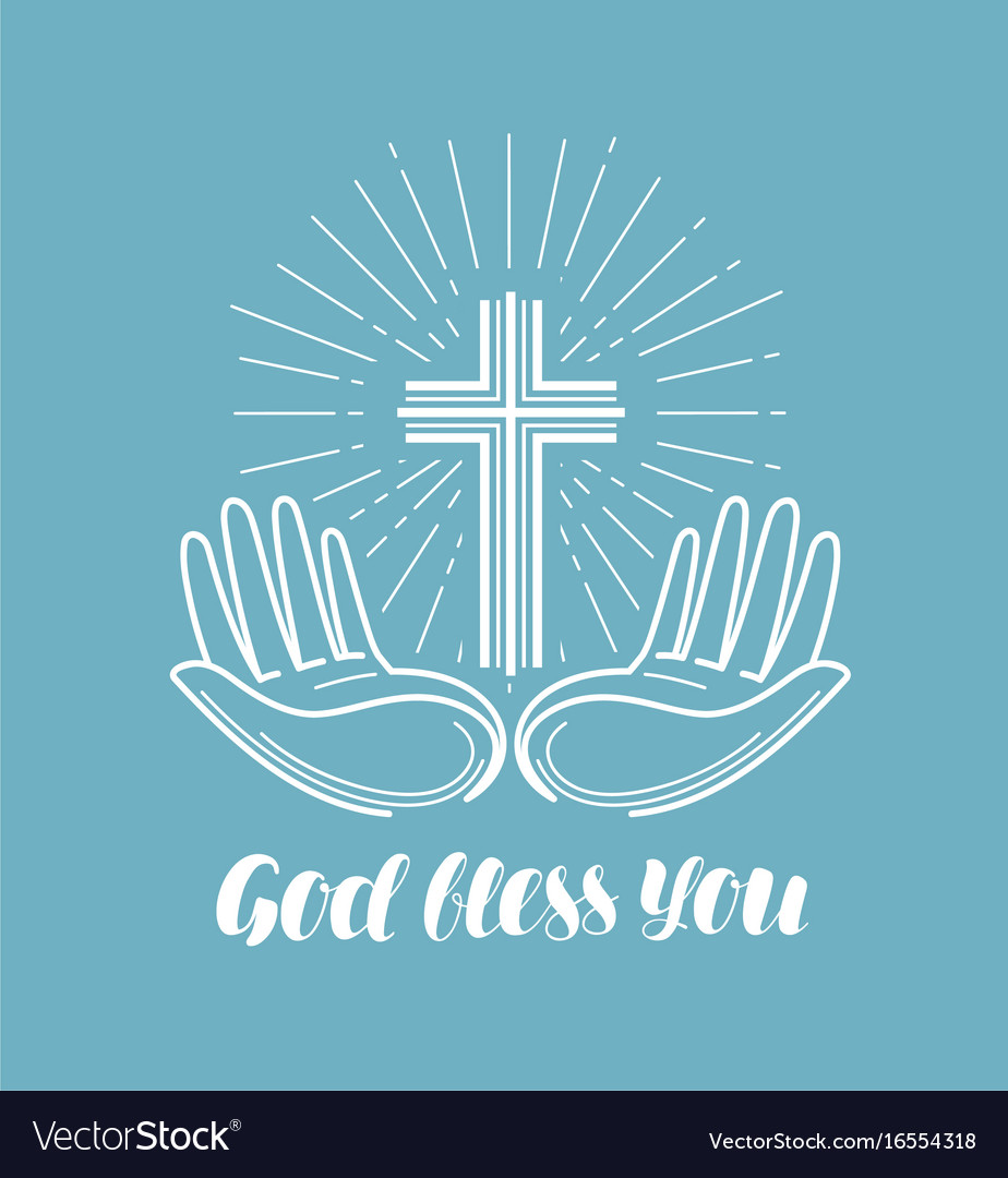 God bless you handwritten lettering church Vector Image