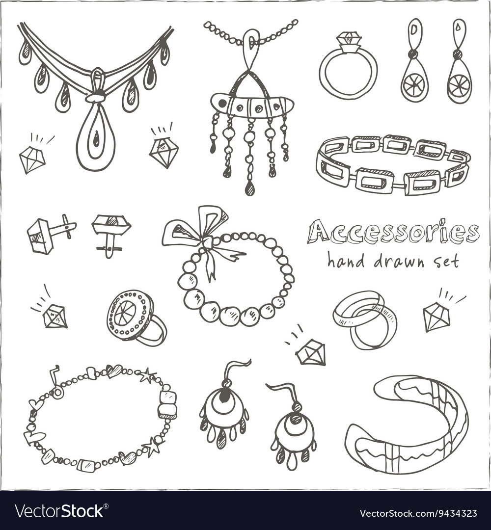 Womens accessories set hand drawing Royalty Free Vector