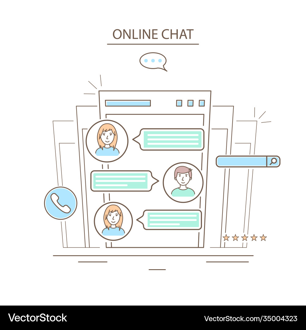 Characters People And Online Chat Concept Contour Vector Image
