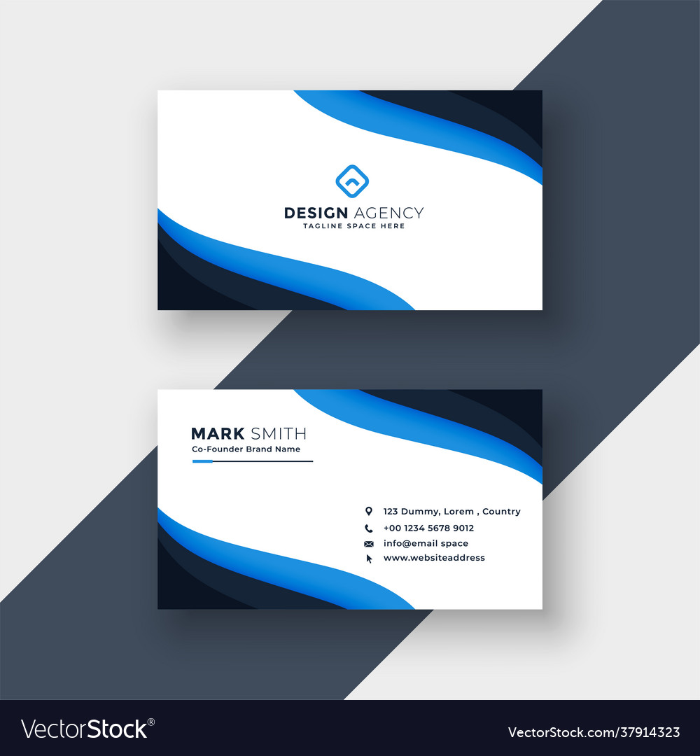 Elegant Blue Modern Business Card Design Vector Image