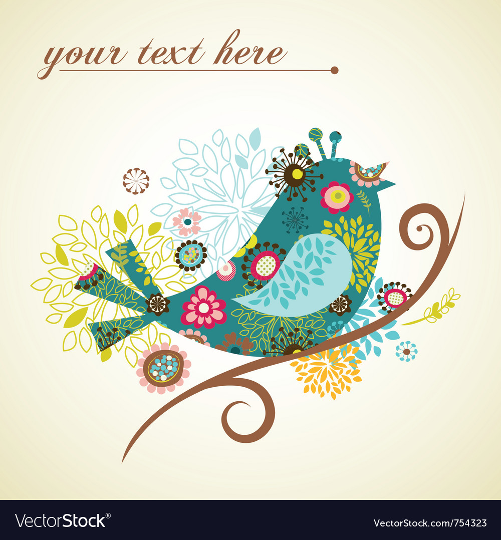 Greeting card with bird Royalty Free Vector Image
