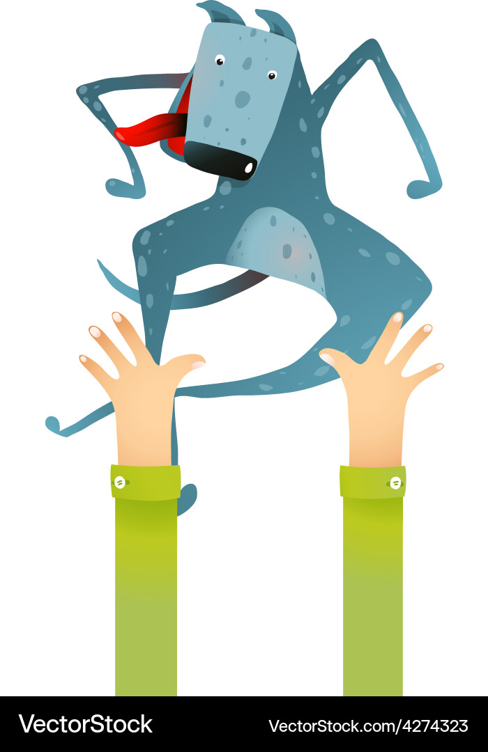 Happy smiling cheerful dog catching hands Vector Image