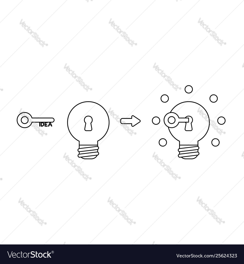 Icon concept idea key into light bulb keyhole