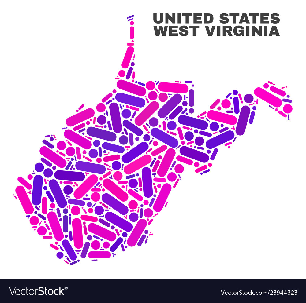 Mosaic west virginia state map of dots and lines