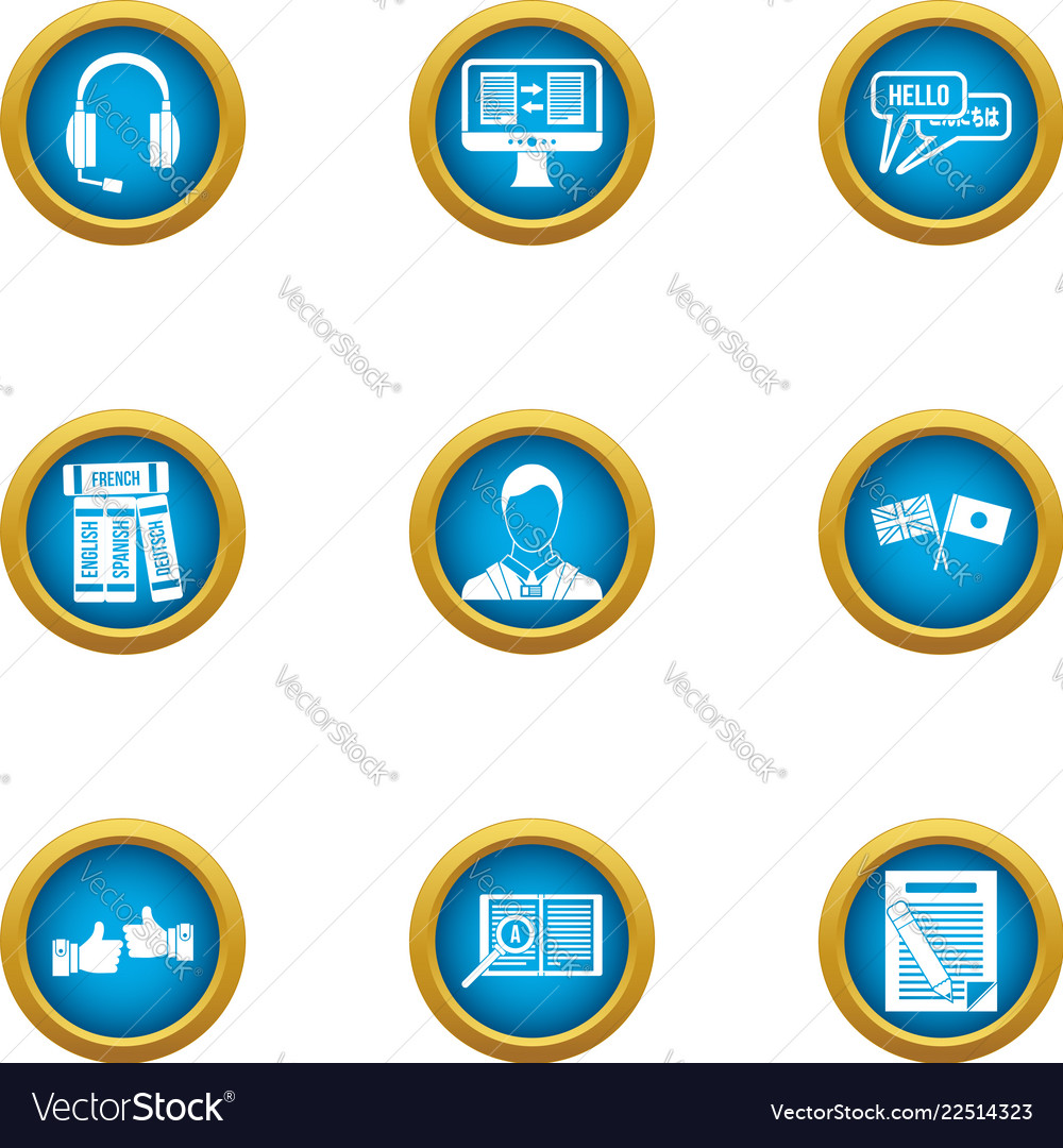 Parley icons set flat style Royalty Free Vector Image