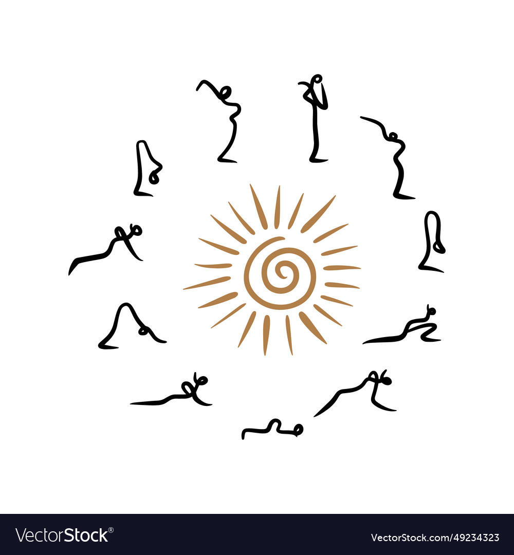 Pictogram of surya namaskar circle sun yoga poses Vector Image