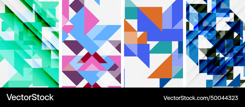 Triangle poster geometric background set Vector Image