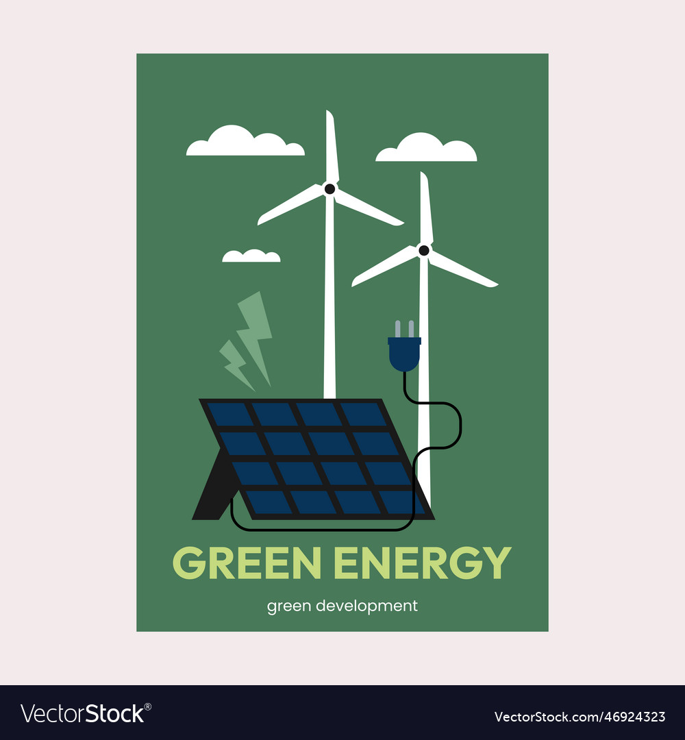 Use green energy poster with sources wind