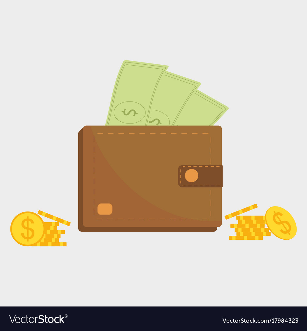 Wallet full money Royalty Free Vector Image - VectorStock