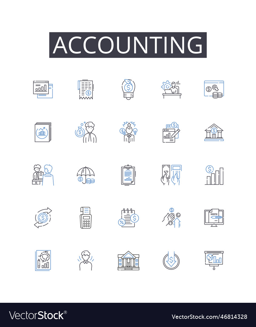 Accounting line icons collection marketing sales Vector Image