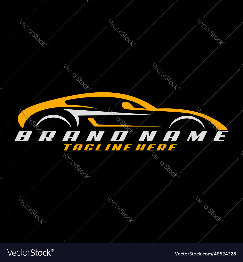 Automotive sport car straight logo design Vector Image