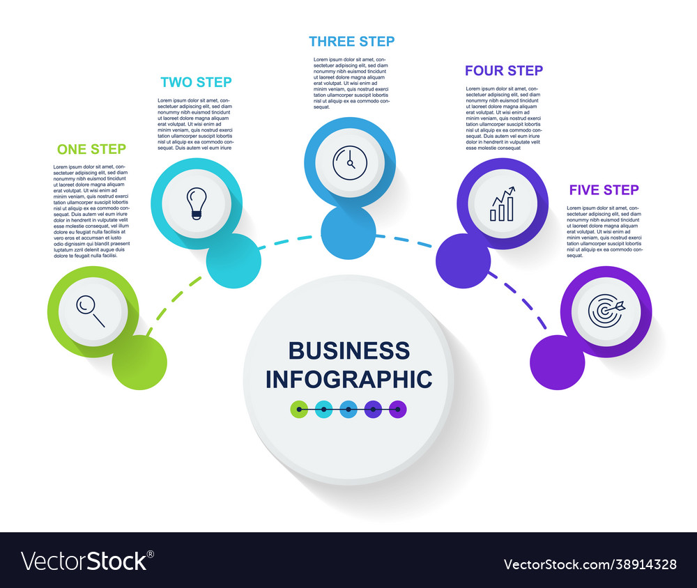 Business data visualization with five steps Vector Image