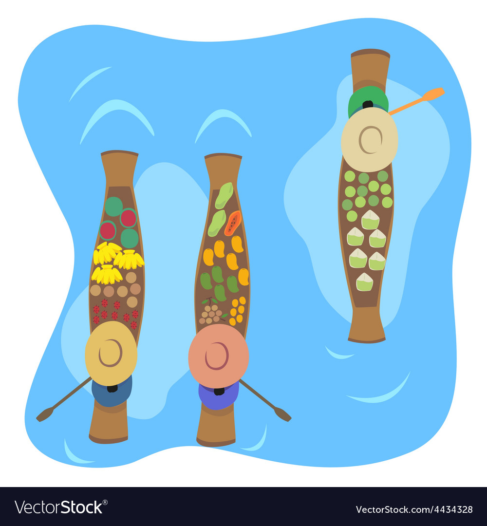 Floating market Royalty Free Vector Image VectorStock