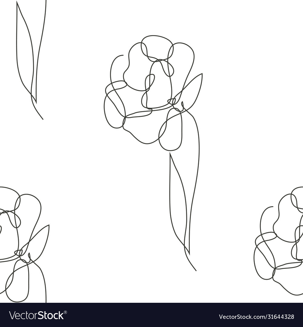 Floral seamless pattern line art