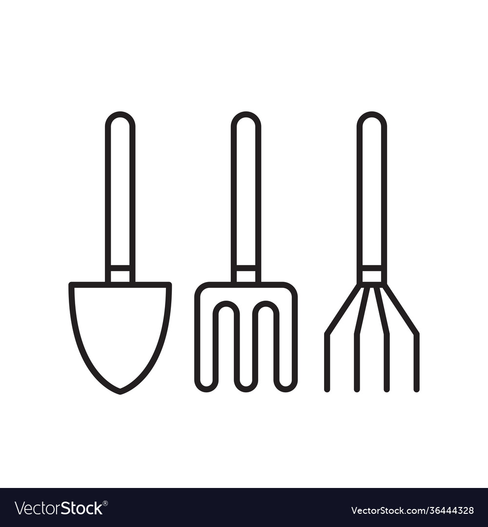 Garden tools simple gardening icon in trendy line