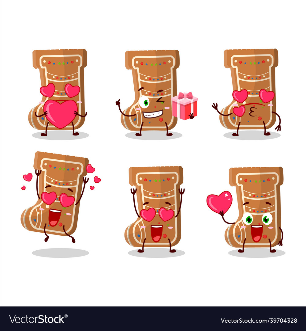 Gingerbread socks cartoon character with love