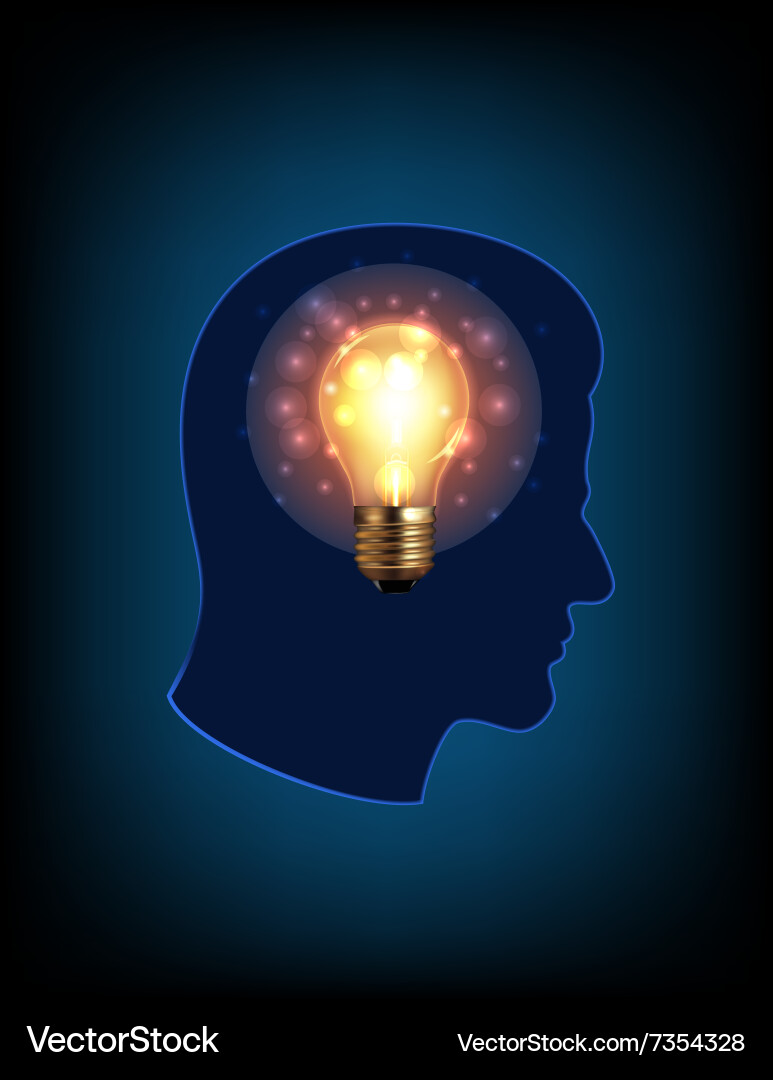 Head light bulb Royalty Free Vector Image - VectorStock